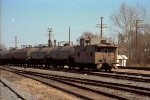 SCL 1162 brings up the rear of a train headed out of the yard 